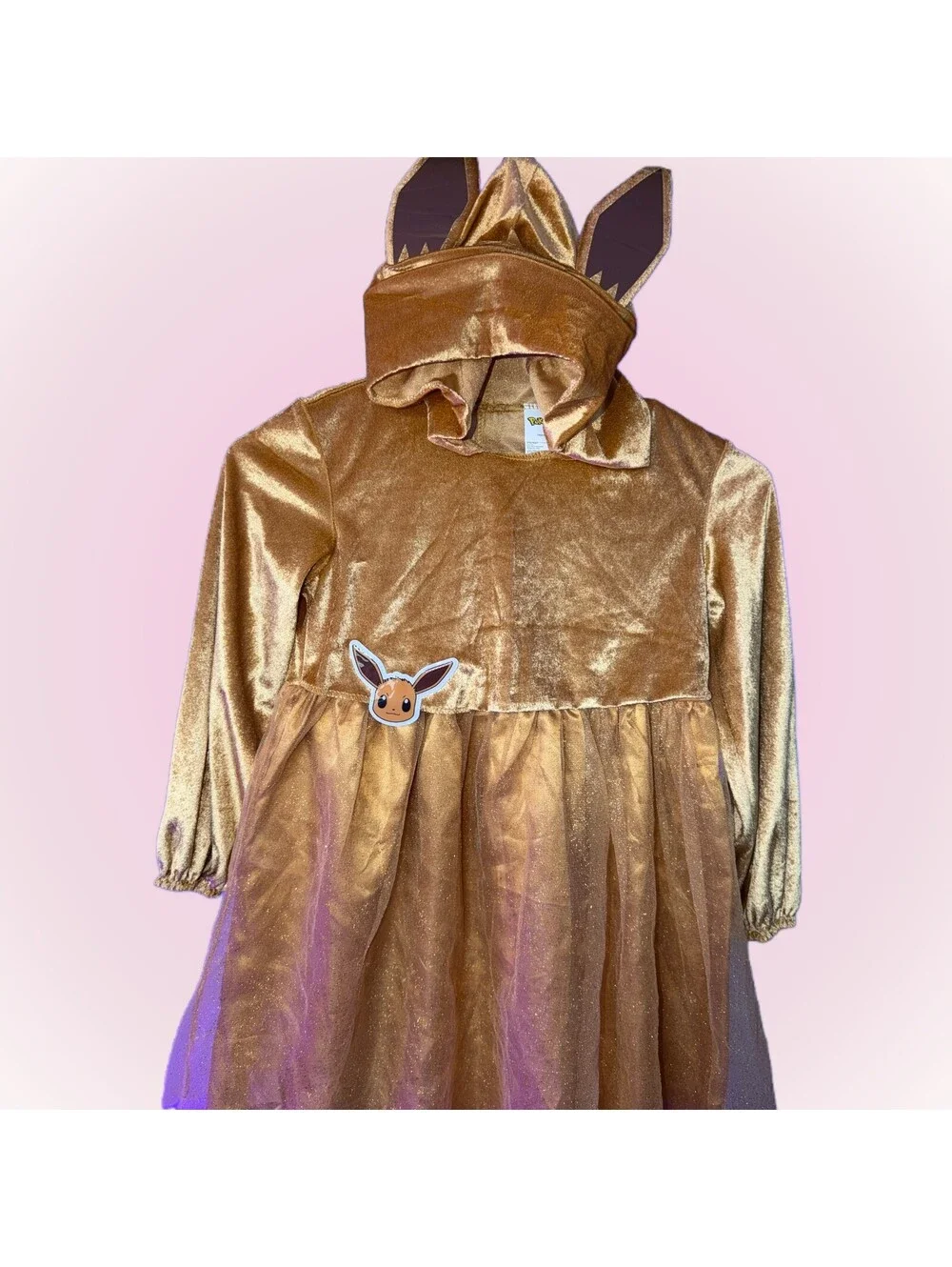 Girls New NWOT Size 4-6X Pokepon Eevee Dress with Hood | Halloween